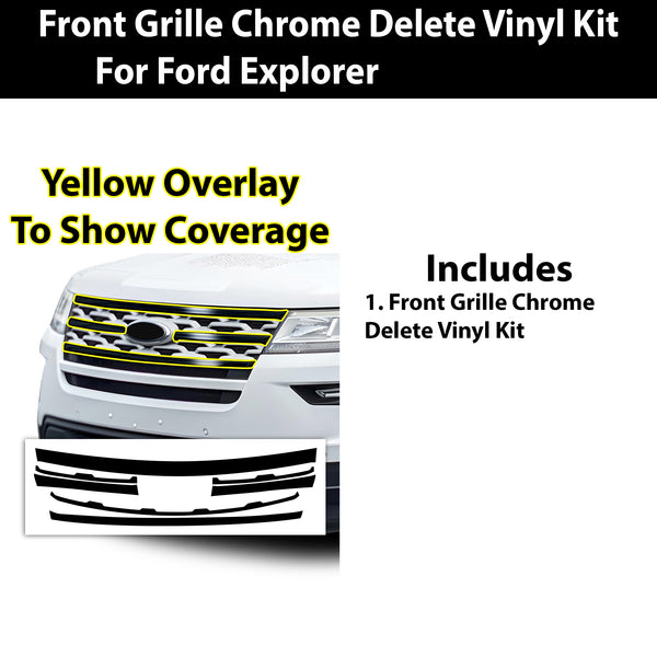 Vinyl Chrome Delete Grille Window Wheel Blackout Decal Stickers Overlay Film Fits Ford Explorer 2016 - 2019 - Bogar Tech Designs