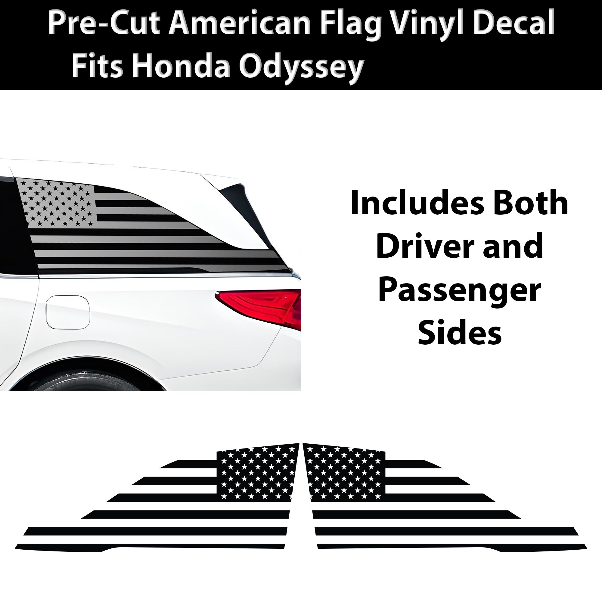 Quarter Window American Flag Vinyl Decal Stickers Fits Honda Odyssey 2018 - 2025 - Bogar Tech Designs