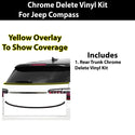 Vinyl Chrome Delete Grille Side Window Rear Blackout Decal Stickers Overlay Film Fits Jeep Compass 2018-2025
