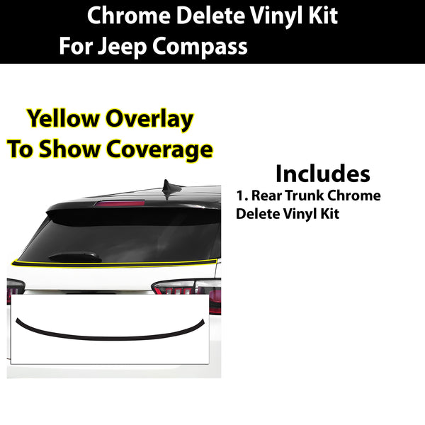 Vinyl Chrome Delete Grille Side Window Rear Blackout Decal Stickers Overlay Film Fits Jeep Compass 2018-2025
