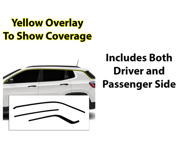 Vinyl Chrome Delete Grille Side Window Rear Blackout Decal Stickers Overlay Film Fits Jeep Compass 2018-2025