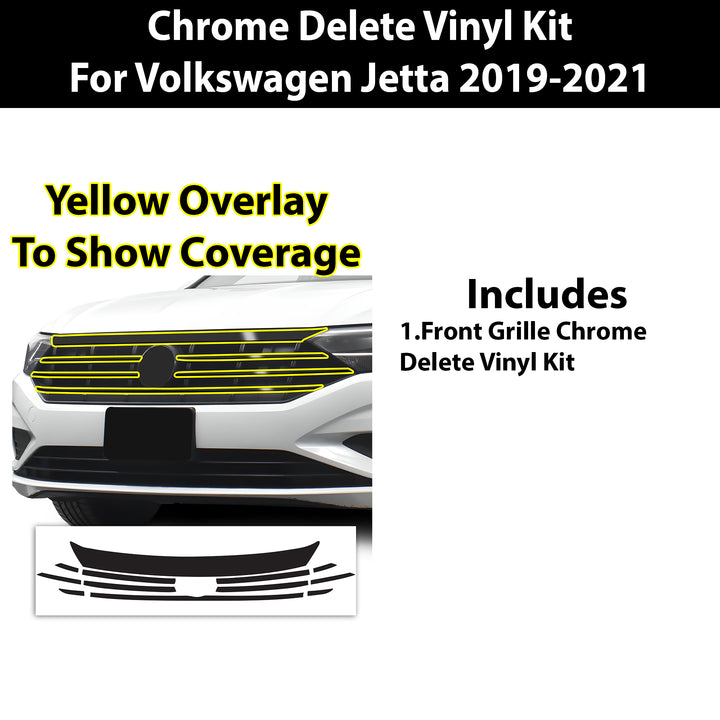 Vinyl Chrome Delete Wheel Rim Front Grille Trim Blackout Decal Stickers Overlay Film Fits Volkswagen Jetta 2019 - 2025 - Bogar Tech Designs