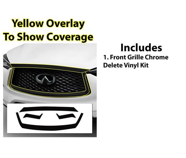 Vinyl Chrome Delete Grille Side Window Rear Blackout Decal Stickers Overlay Film Fits Infiniti QX50 2019 - 2025 - Bogar Tech Designs