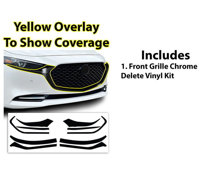 Vinyl Chrome Delete Grille Window Wheel Blackout Decal Stickers Overlay Film Fits Mazda 3 2019 - 2025 - Bogar Tech Designs