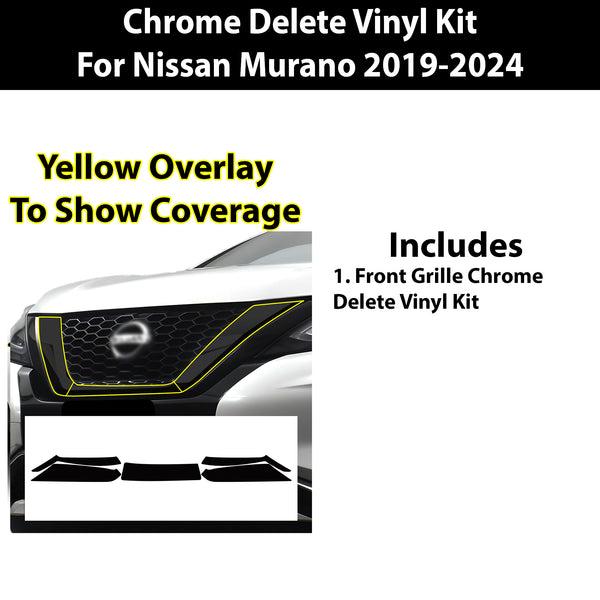 Vinyl Chrome Delete Grille Side Window Rear Blackout Decal Stickers Overlay Film Fits Nissan Murano - Bogar Tech Designs
