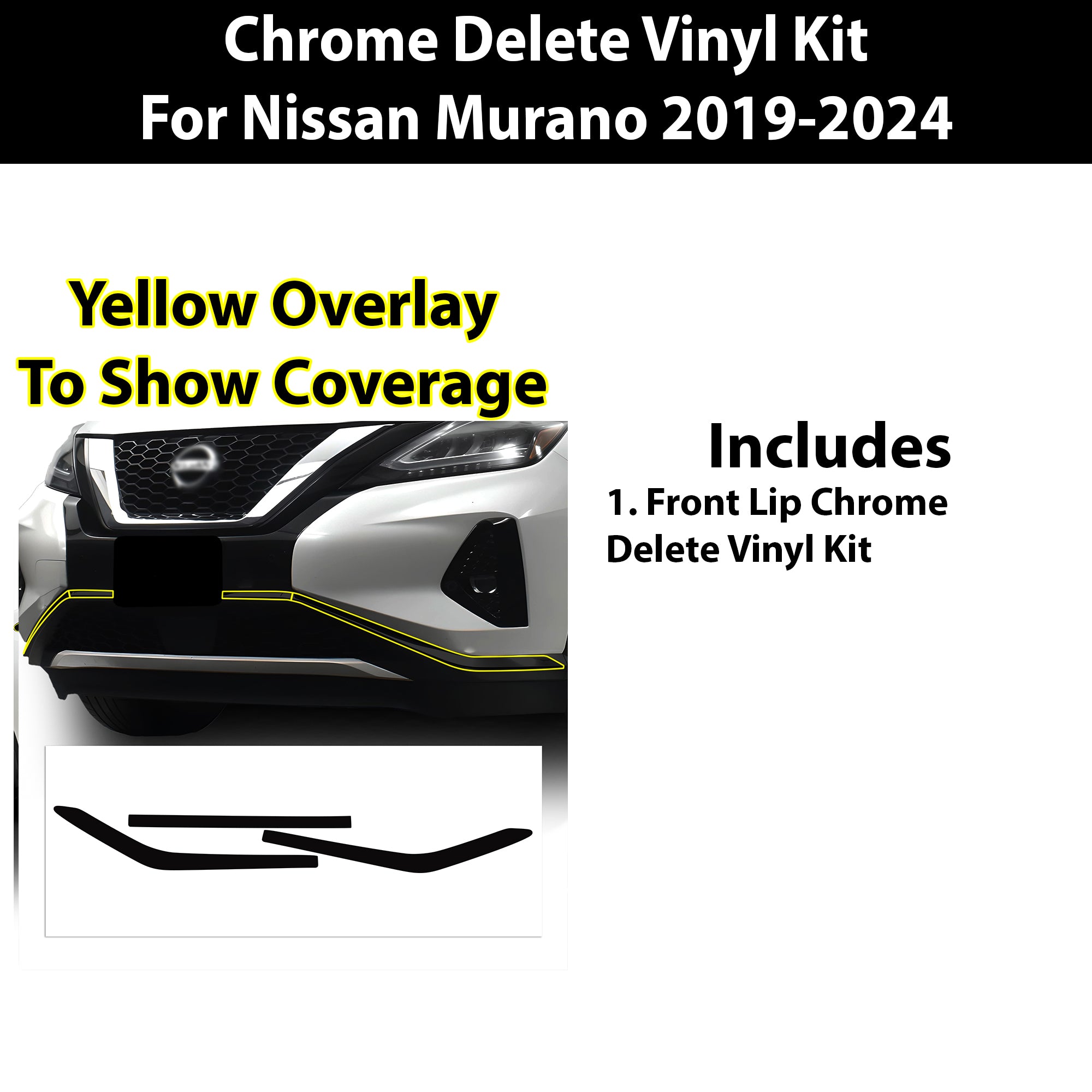 Vinyl Chrome Delete Grille Side Window Rear Blackout Decal Stickers Overlay Film Fits Nissan Murano - Bogar Tech Designs