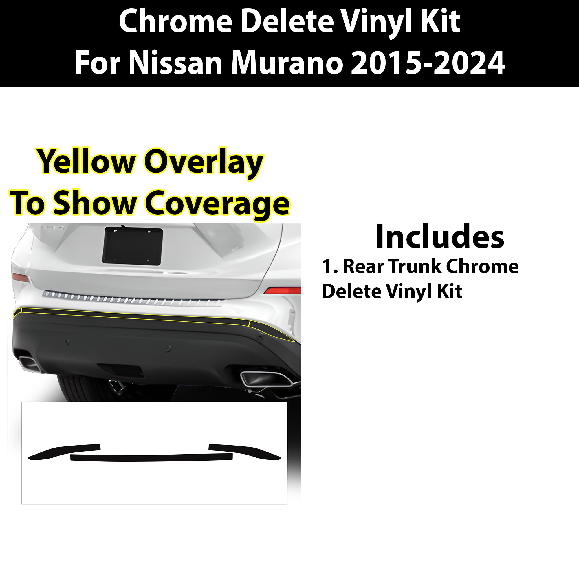 Vinyl Chrome Delete Grille Side Window Rear Blackout Decal Stickers Overlay Film Fits Nissan Murano - Bogar Tech Designs
