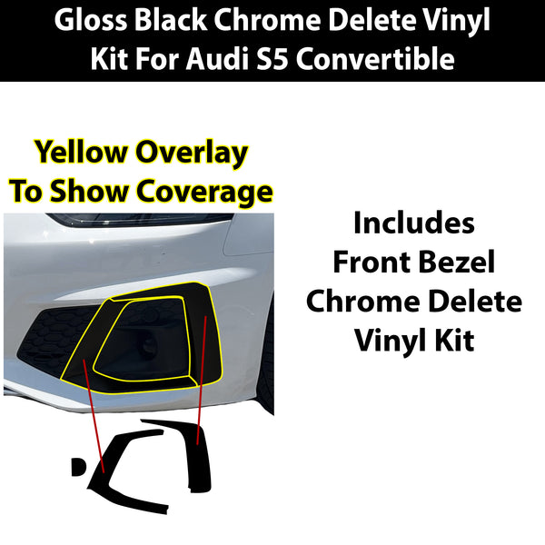 Fits Audi S5 Convertible 2020-2024 Vinyl Chrome Delete Grille Blackout Decal Stickers Overlay Film