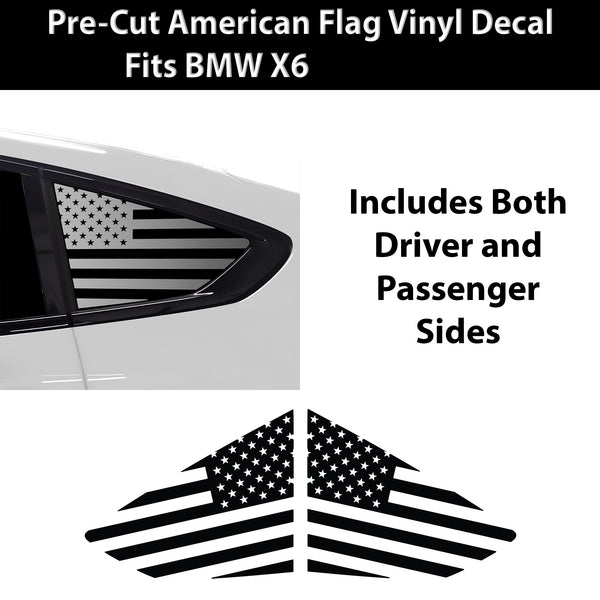 Quarter Window American Flag Vinyl Decal Stickers Fits BMW X6 2020 - 2025 - Bogar Tech Designs