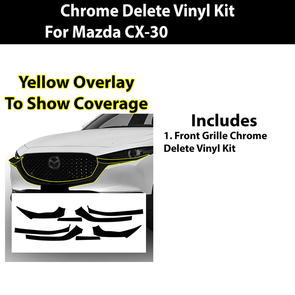 Vinyl Chrome Delete Grille Side Window Rear Blackout Decal Stickers Overlay Film Fits Mazda Cx - 30 2020 - 2025 - Bogar Tech Designs