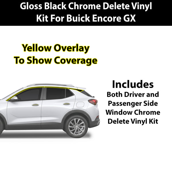 Buick Encore GX 2020-2026 Front Grille Blackout Chrome Delete Kit – Precut Gloss Black Vinyl Overlays