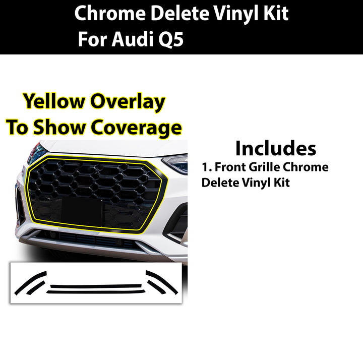 Vinyl Chrome Delete Grille Side Window Rear Blackout Decal Stickers Overlay Film Fits Audi Q5 - Bogar Tech Designs