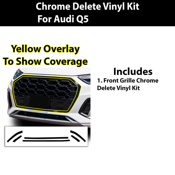 Vinyl Chrome Delete Grille Side Window Rear Blackout Decal Stickers Overlay Film Fits Audi Q5