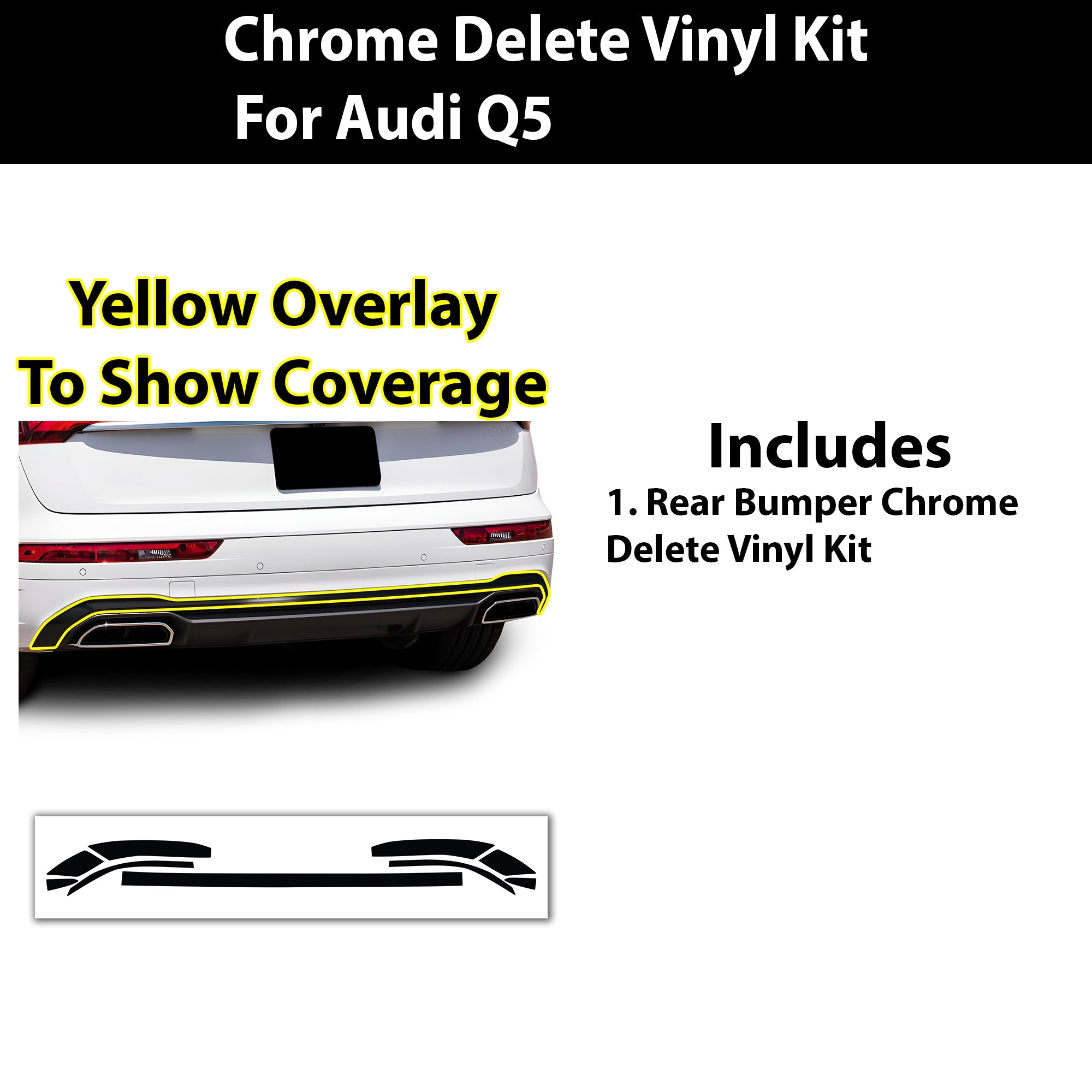 Vinyl Chrome Delete Grille Side Window Rear Blackout Decal Stickers Overlay Film Fits Audi Q5 - Bogar Tech Designs