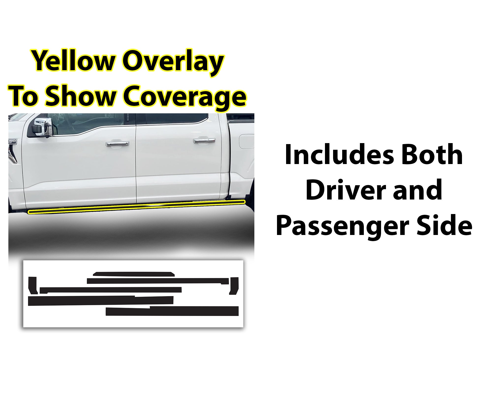 Vinyl Chrome Delete Grille Side Window Blackout Decal Stickers Overlay Film Fits Ford F - 150 2021 - 2025 - Bogar Tech Designs