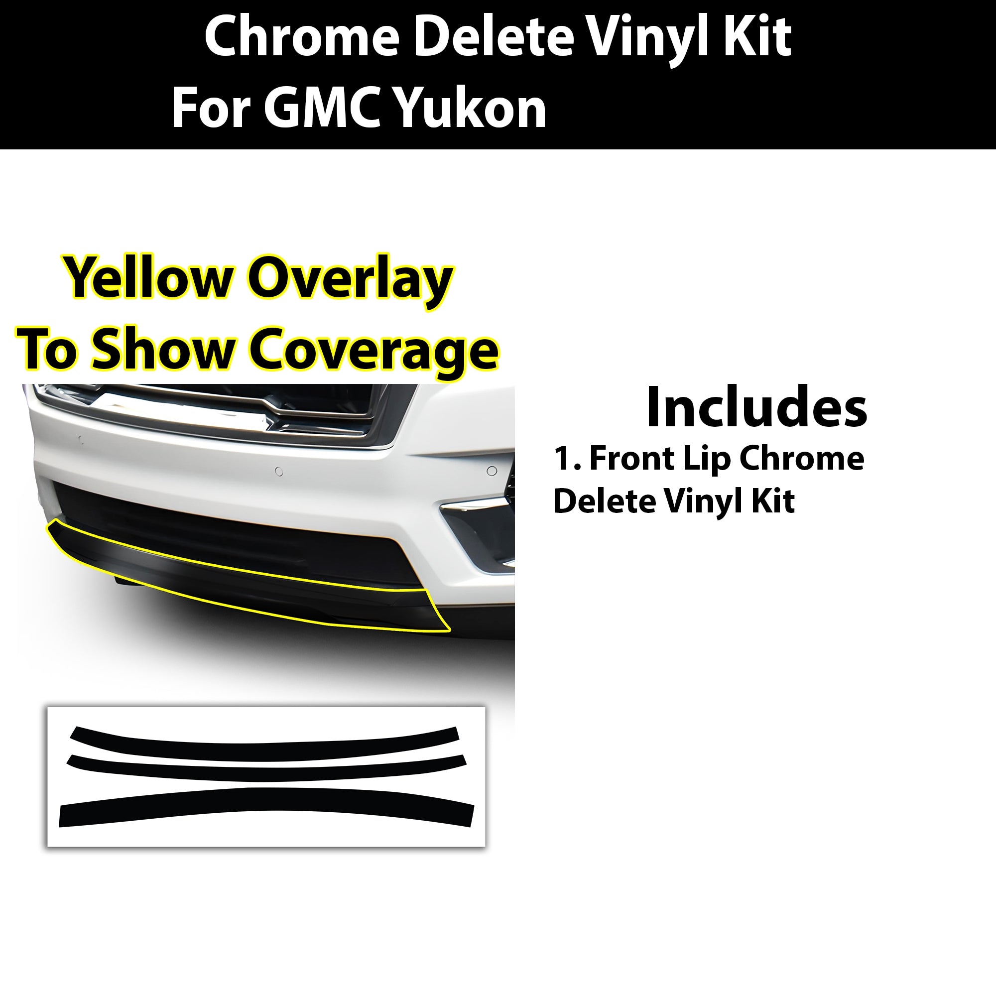 Vinyl Chrome Delete Grille Side Window Rear Blackout Decal Stickers Overlay Film Fits GMC Yukon 2021 - 2025 - Bogar Tech Designs