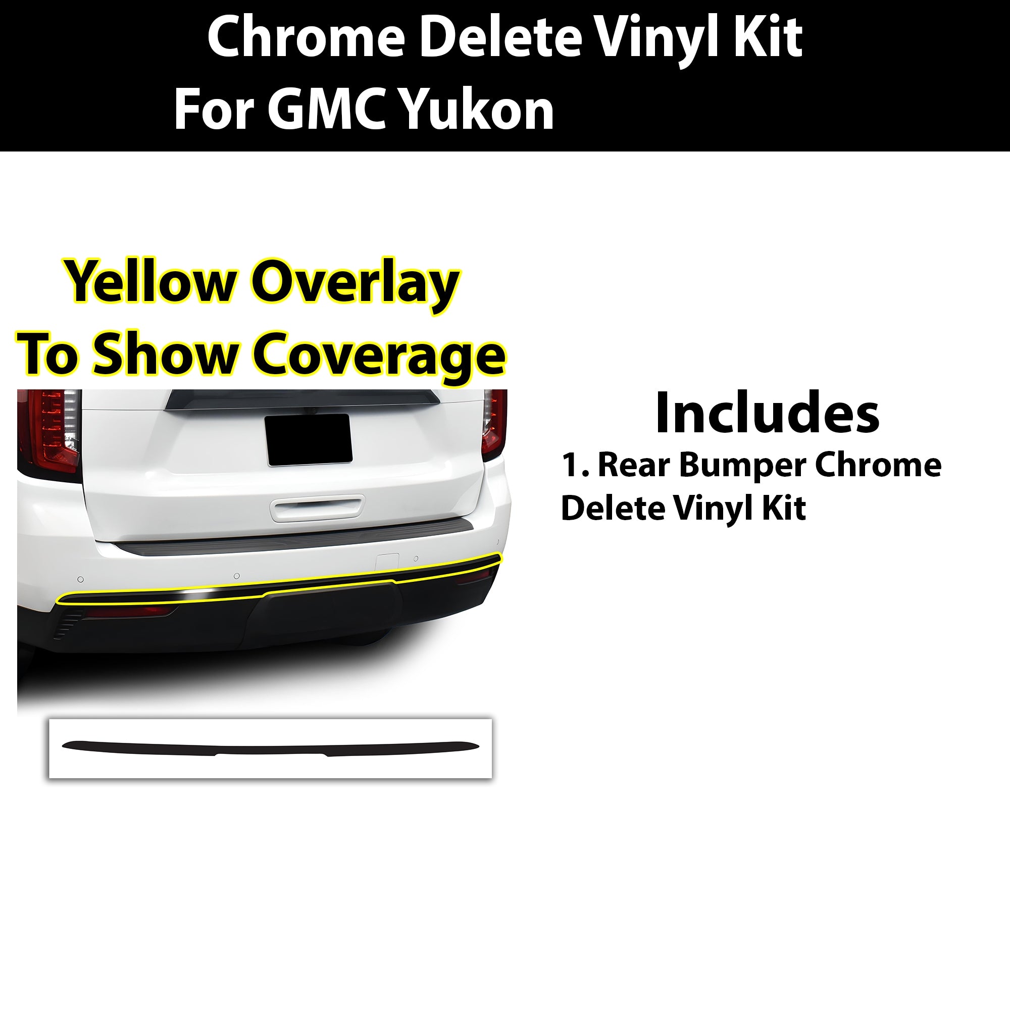 Vinyl Chrome Delete Grille Side Window Rear Blackout Decal Stickers Overlay Film Fits GMC Yukon 2021 - 2025 - Bogar Tech Designs