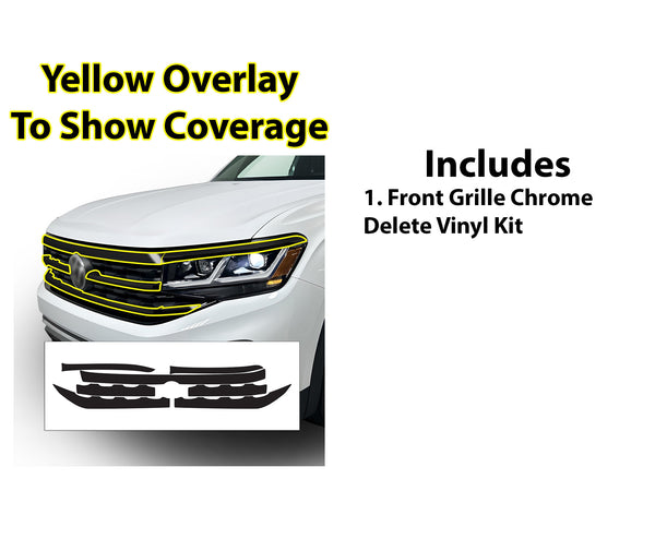 Vinyl Chrome Delete Grille Side Window Rear Blackout Decal Stickers Overlay Film Fits Volkswagen Atlas 2021-2025