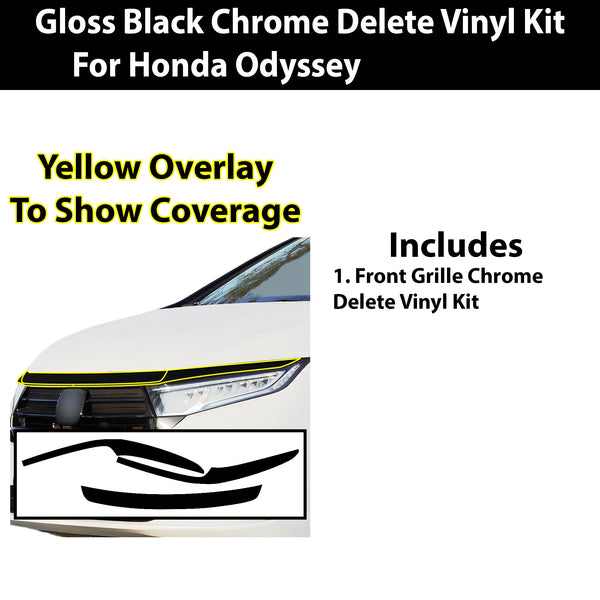 Vinyl Chrome Delete Front Grille Side Window Trim Blackout Decal Stickers Overlay Film Fits Honda Odyssey - Bogar Tech Designs
