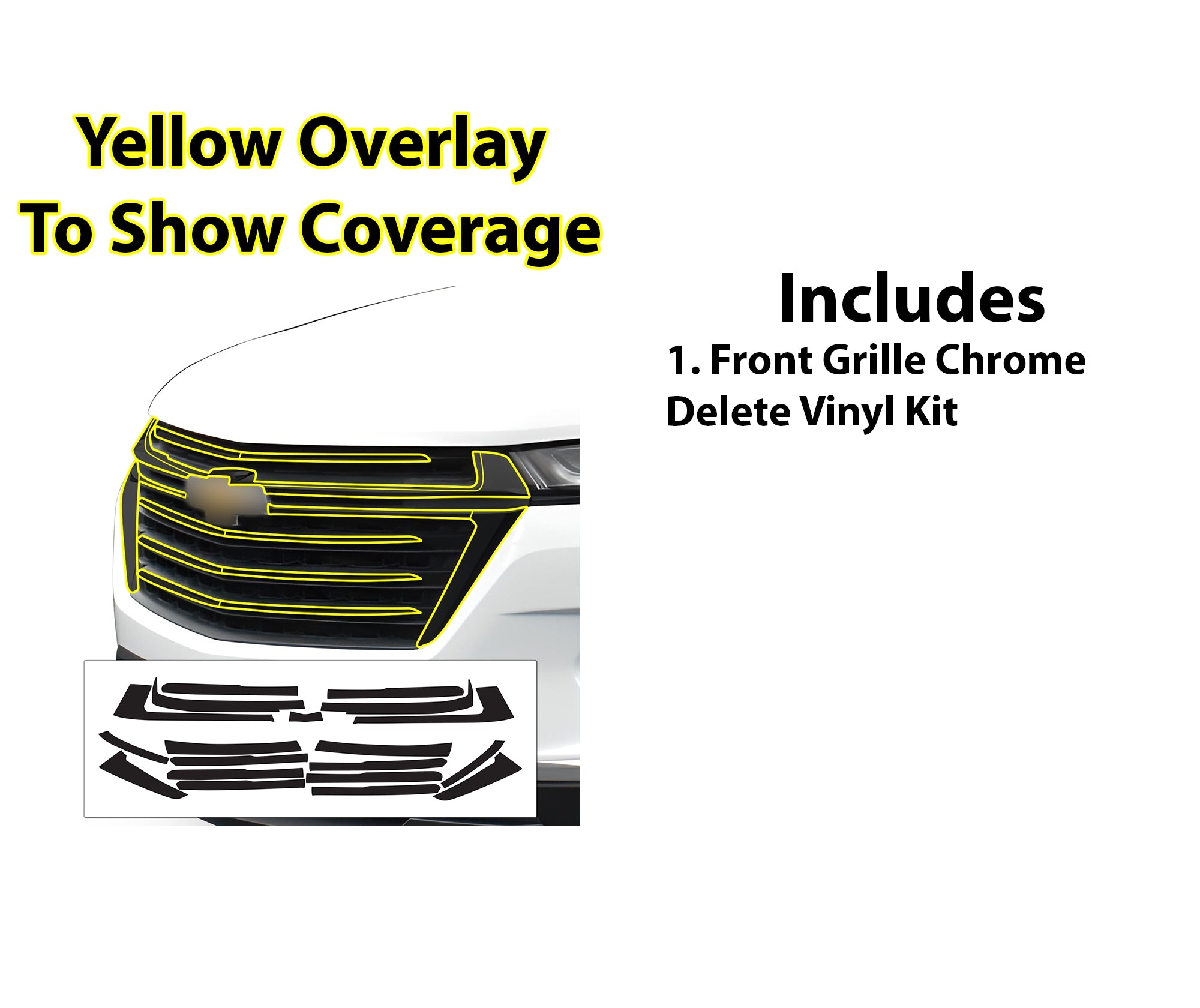 Vinyl Chrome Delete Grille Side Window Blackout Decal Stickers Overlay Film Fits Chevrolet Traverse 2018 - 2023 - Bogar Tech Designs