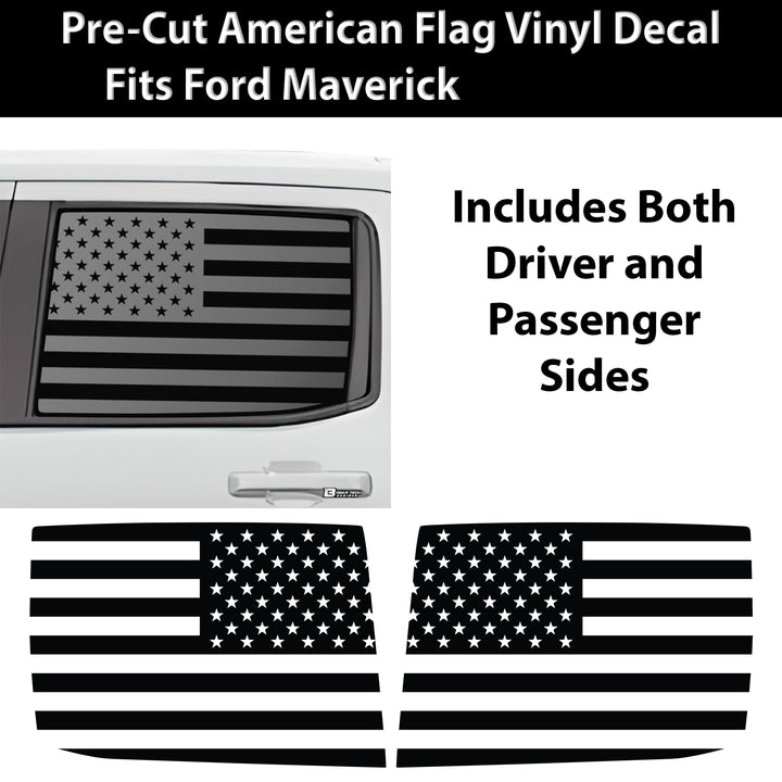 American Flag Rear Side Window Vinyl Decal Stickers Fits Ford Maverick 2022 - 2025 - Bogar Tech Designs
