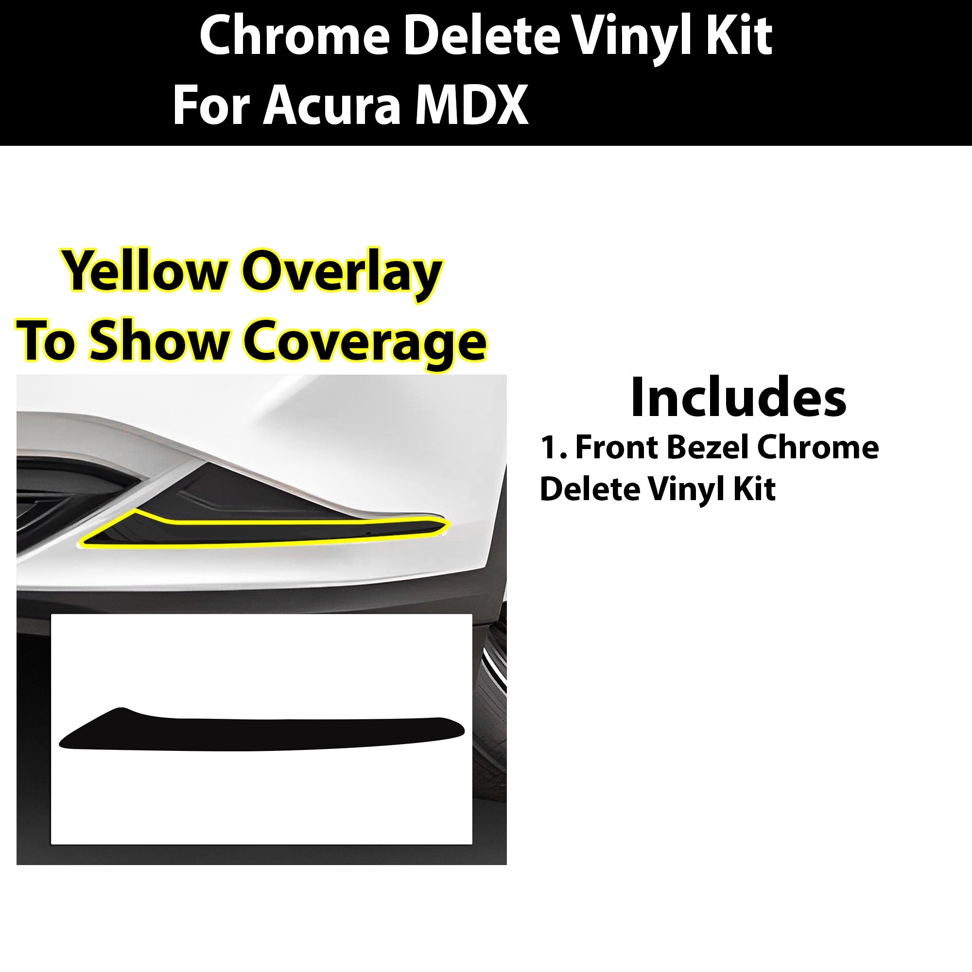 Vinyl Chrome Delete Grille Side Window Rear Blackout Decal Stickers Overlay Film Fits Acura MDX 2022 - 2025 - Bogar Tech Designs