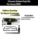 Vinyl Chrome Delete Grille Side Window Rear Blackout Decal Stickers Overlay Film Fits Acura MDX 2022-2025