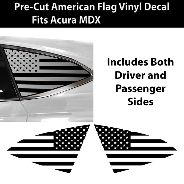 Quarter Window American Flag Vinyl Decal Stickers Fits Acura MDX 2022 - 2025 - Bogar Tech Designs