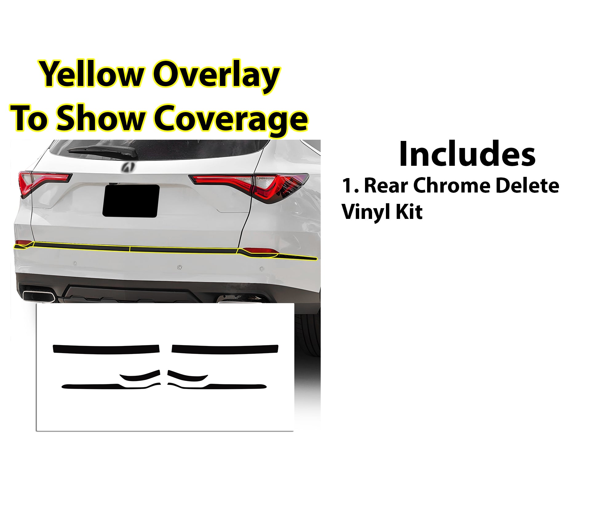 Vinyl Chrome Delete Grille Side Window Rear Blackout Decal Stickers Overlay Film Fits Acura MDX 2022 - 2025 - Bogar Tech Designs
