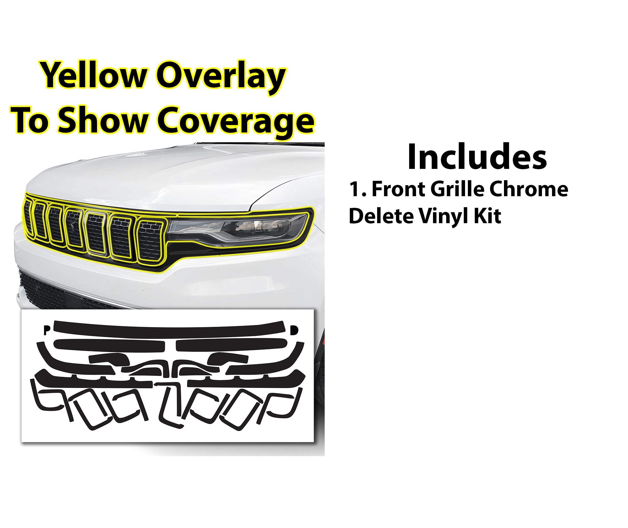 Vinyl Chrome Delete Grille Side Window Rear Blackout Decal Stickers Overlay Film Fits Jeep Wagoneer 2022 - 2025 - Bogar Tech Designs