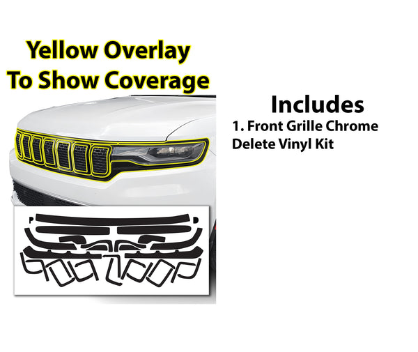 Vinyl Chrome Delete Grille Side Window Rear Blackout Decal Stickers Overlay Film Fits Jeep Wagoneer 2022-2025