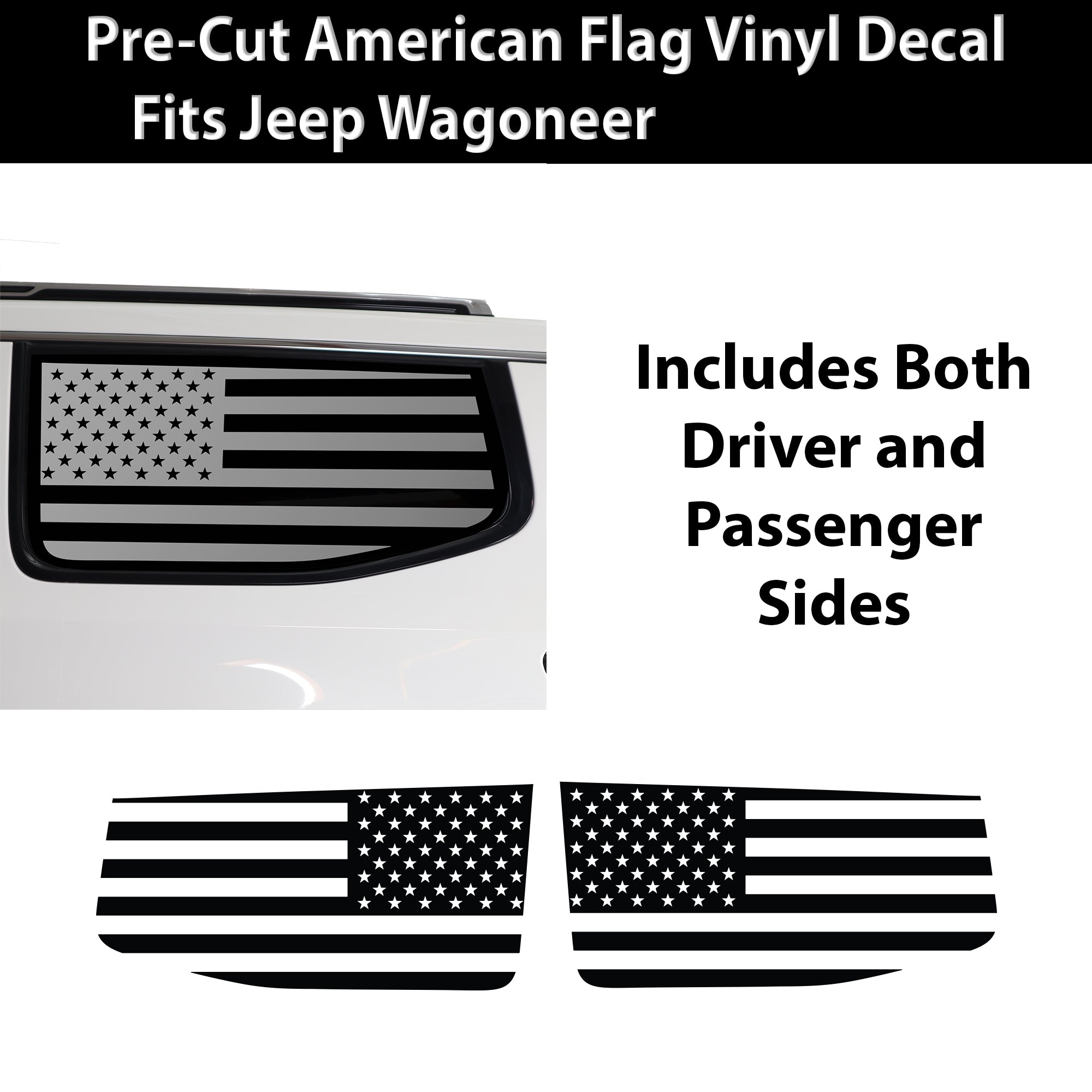 Quarter Window American Flag Vinyl Decal Stickers Fits Jeep Wagoneer 2022 - 2025 - Bogar Tech Designs