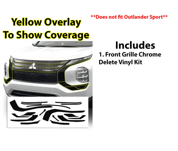 Vinyl Chrome Delete Grille Side Window Rear Blackout Decal Stickers Overlay Film Fits Mitsubishi Outlander 2022-2025
