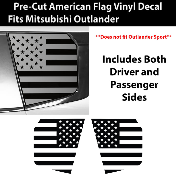 Quarter Window American Flag Vinyl Decal Stickers Fits Mitsubishi Outlander 2022 - 2025 - Bogar Tech Designs