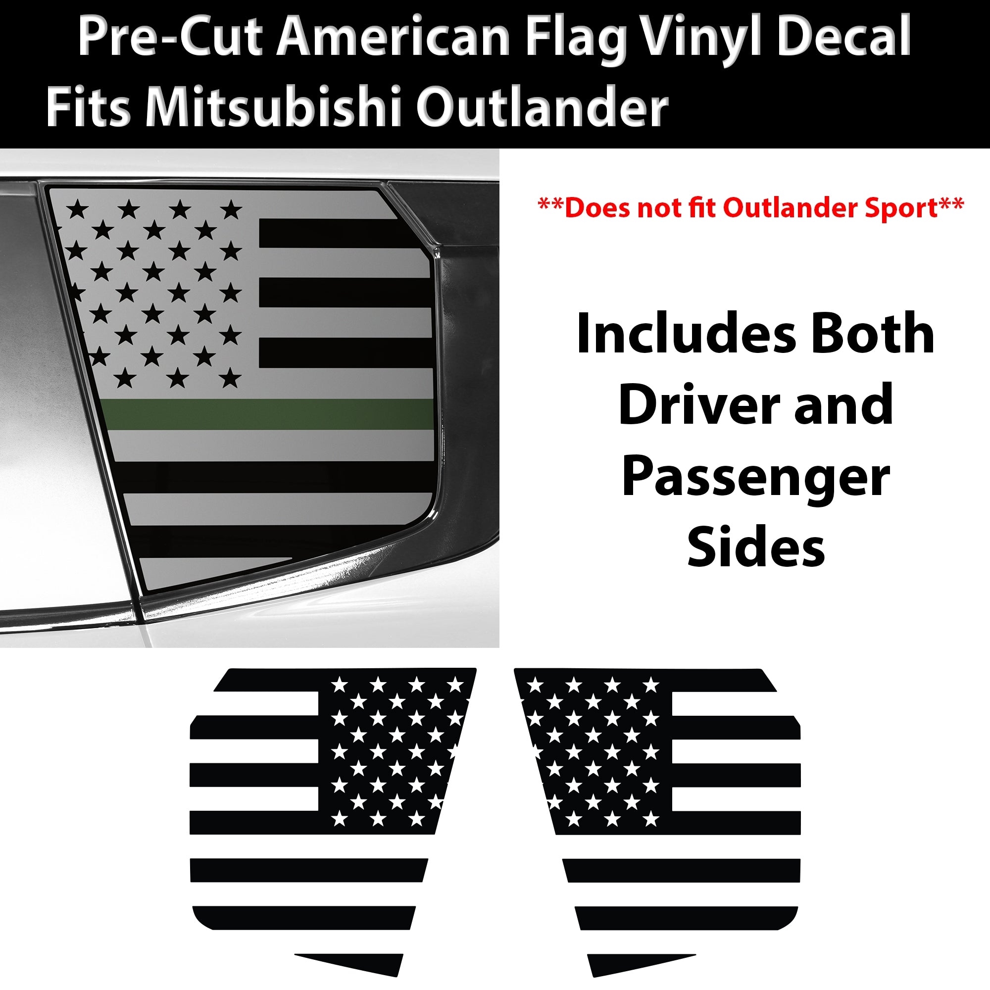 Quarter Window American Flag Vinyl Decal Stickers Fits Mitsubishi Outlander 2022 - 2025 - Bogar Tech Designs