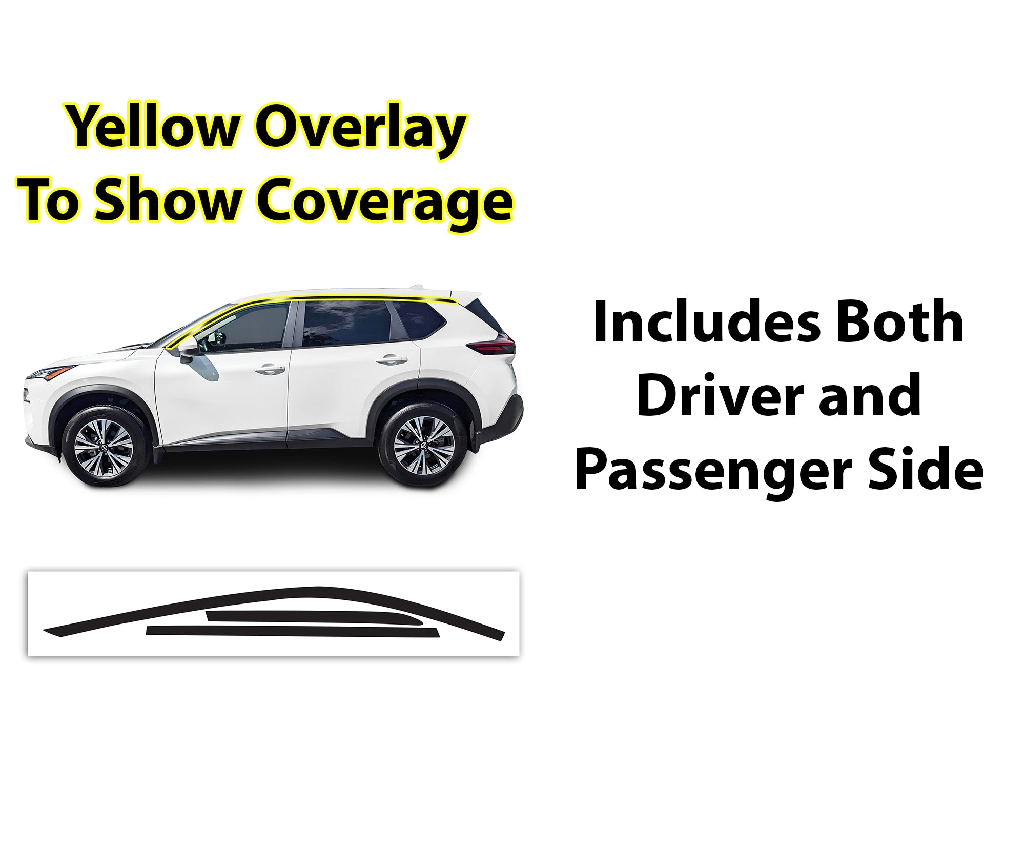 Vinyl Chrome Delete Wheel Sides Front Rear Bumper Trim Blackout Decal Stickers Overlay Film Fits Nissan Rogue 2021 - 2025 - Bogar Tech Designs