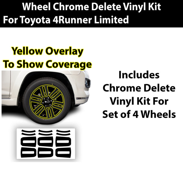 Vinyl Chrome Delete Wheel Sides Front Rear Bumper Trim Blackout Decal Stickers Overlay Film Fits Toyota 4Runner 2014 - 2024 - Bogar Tech Designs