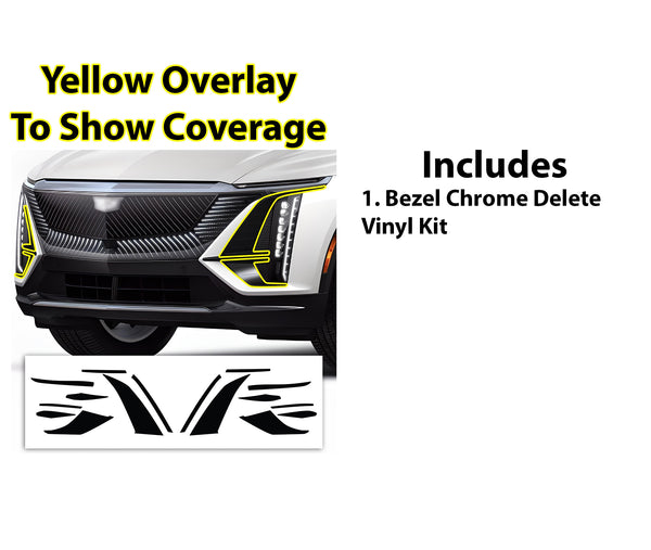 Vinyl Chrome Delete Grille Side Window Rear Blackout Decal Stickers Overlay Film Fits Cadillac Lyriq 2023 - 2025 - Bogar Tech Designs