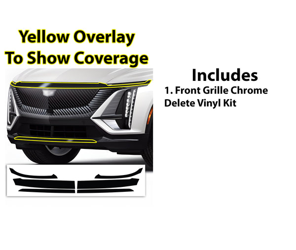 Vinyl Chrome Delete Grille Side Window Rear Blackout Decal Stickers Overlay Film Fits Cadillac Lyriq 2023 - 2025 - Bogar Tech Designs