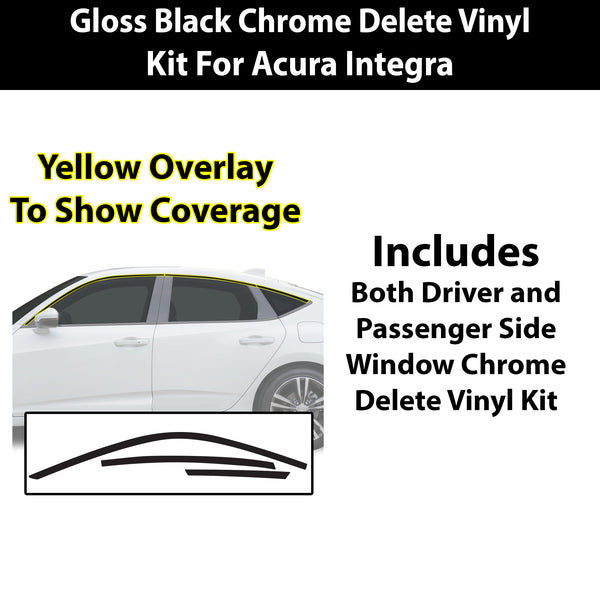 Acura Integra 2023-2026 Window Trim Blackout Chrome Delete Kit – Precut Gloss Black Vinyl Overlays