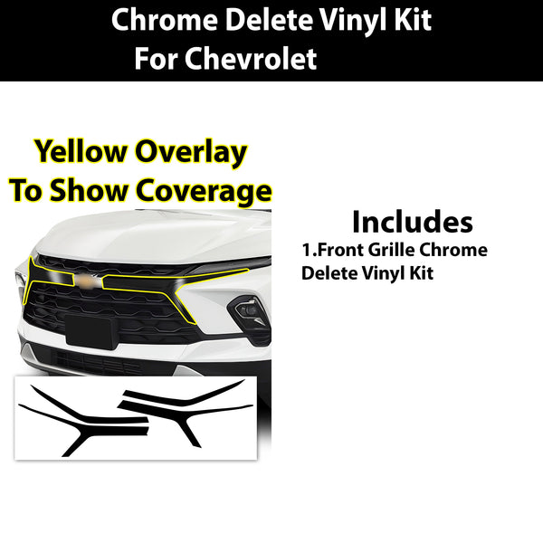 Vinyl Chrome Delete Wheel Rim Front Grille Trim Blackout Decal Stickers Overlay Film Fits Chevy Blazer 2023 - 2025 - Bogar Tech Designs