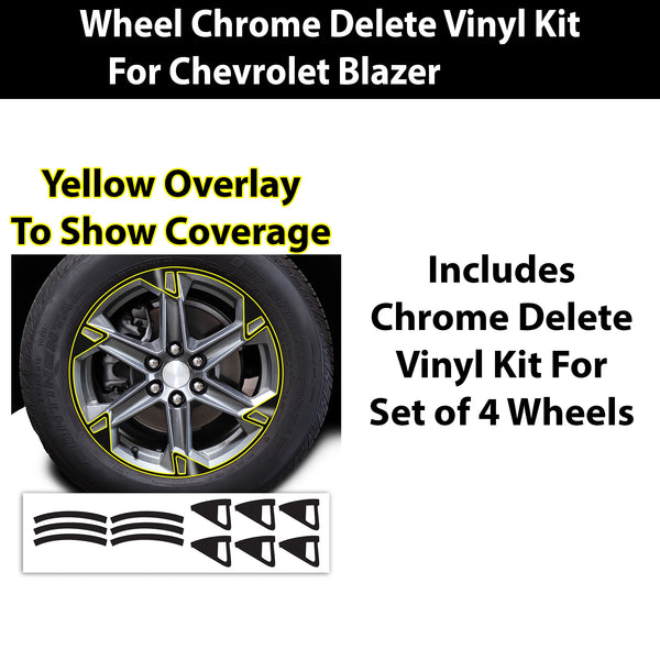 Vinyl Chrome Delete Wheel Rim Front Grille Trim Blackout Decal Stickers Overlay Film Fits Chevy Blazer 2023 - 2025 - Bogar Tech Designs