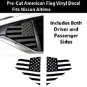 Quarter Window American Flag Vinyl Decal Stickers Fits Nissan Altima 2019 - 2025 - Bogar Tech Designs