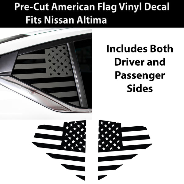 Quarter Window American Flag Vinyl Decal Stickers Fits Nissan Altima 2019 - 2025 - Bogar Tech Designs