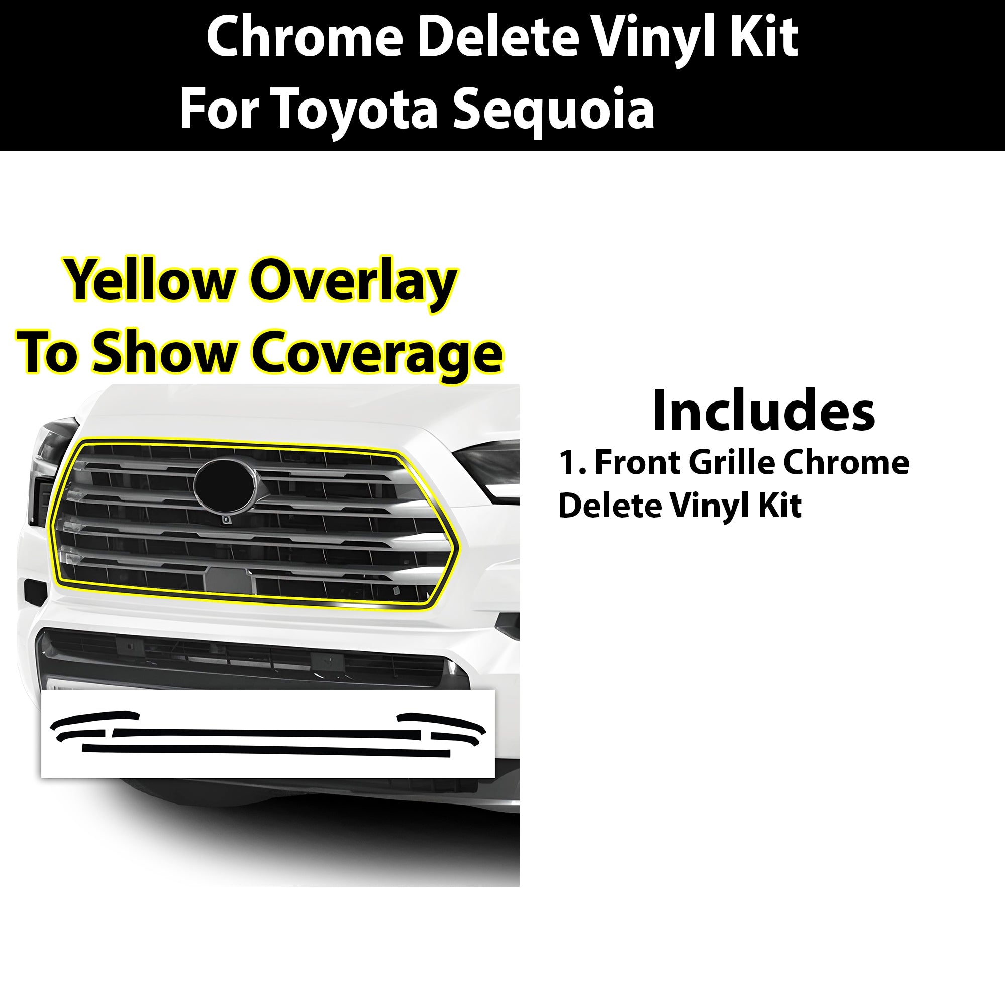 Vinyl Chrome Delete Grille Side Window Rear Wheel Blackout Decal Stickers Overlay Film Fits Toyota Sequoia 2023 - 2025 - Bogar Tech Designs