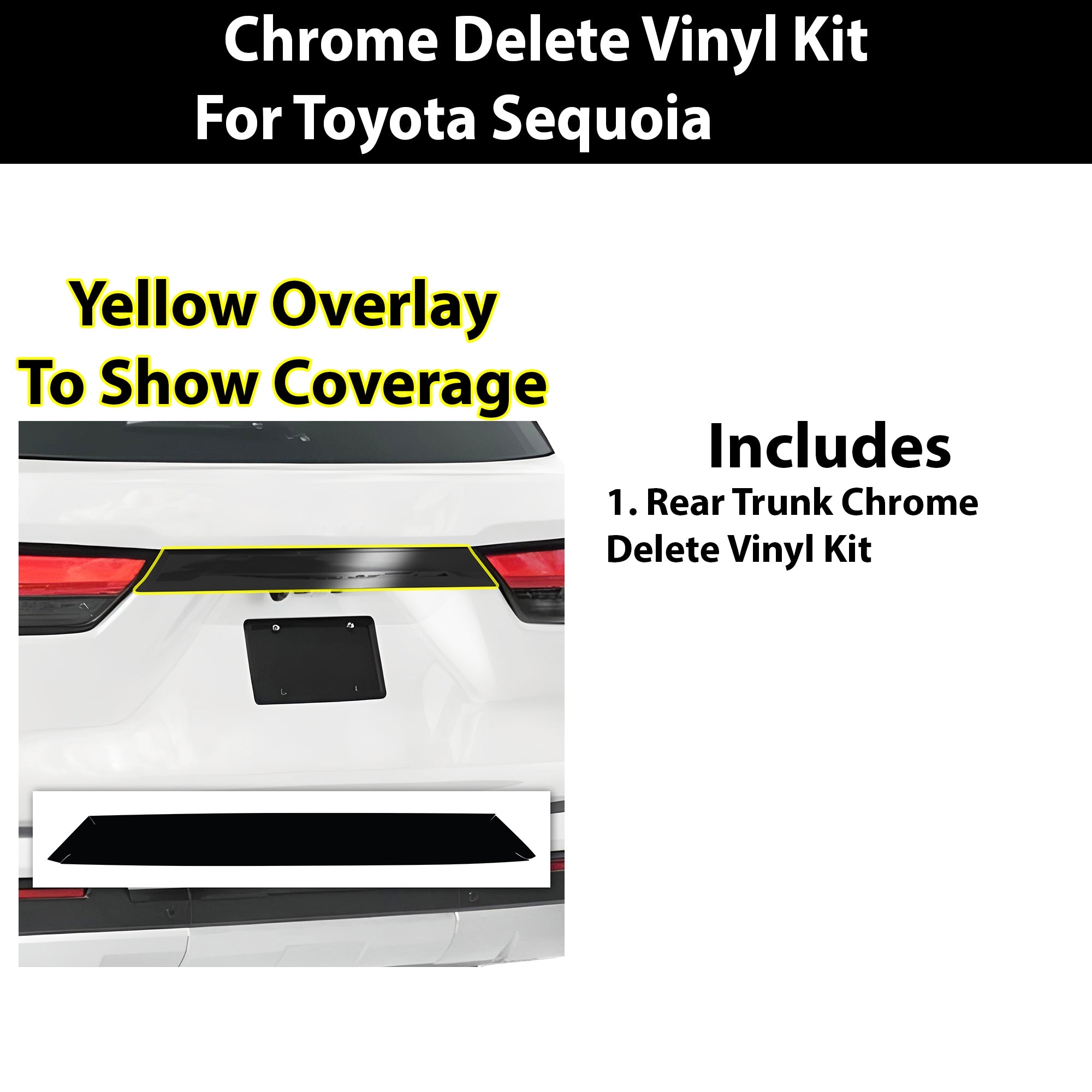 Vinyl Chrome Delete Grille Side Window Rear Wheel Blackout Decal Stickers Overlay Film Fits Toyota Sequoia 2023 - 2025 - Bogar Tech Designs