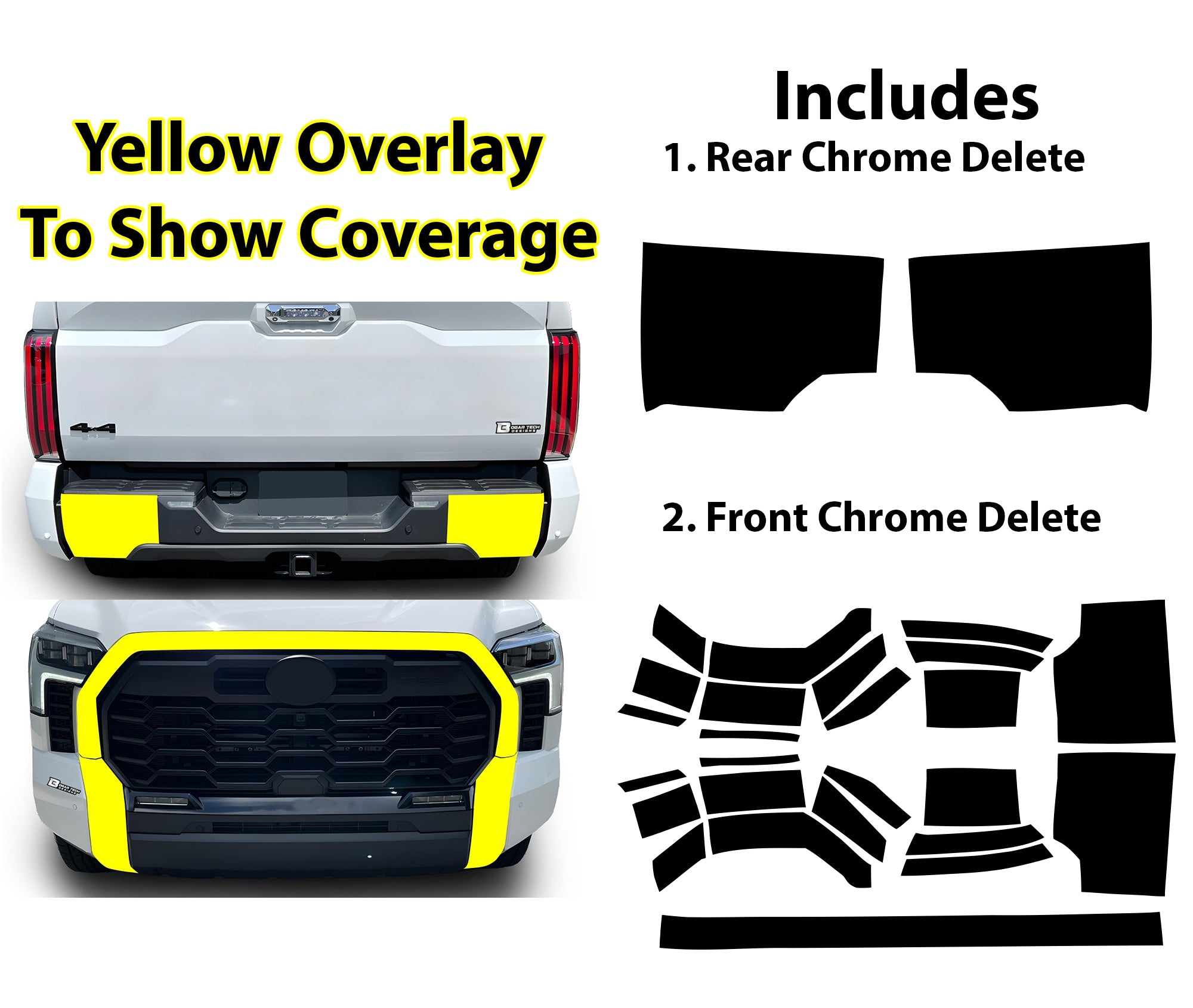 Toyota Tundra 2022-2026 Blackout Chrome Delete Kit – Precut Gloss Black Vinyl Overlays