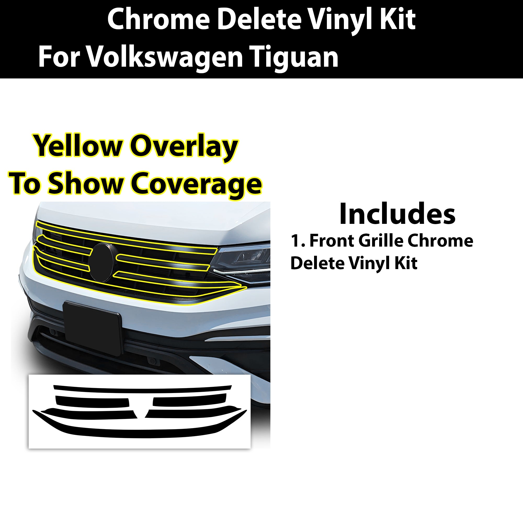 Vinyl Chrome Delete Grille Window Wheel Blackout Decal Stickers Overlay Film Fits Volkswagen Tiguan - Bogar Tech Designs