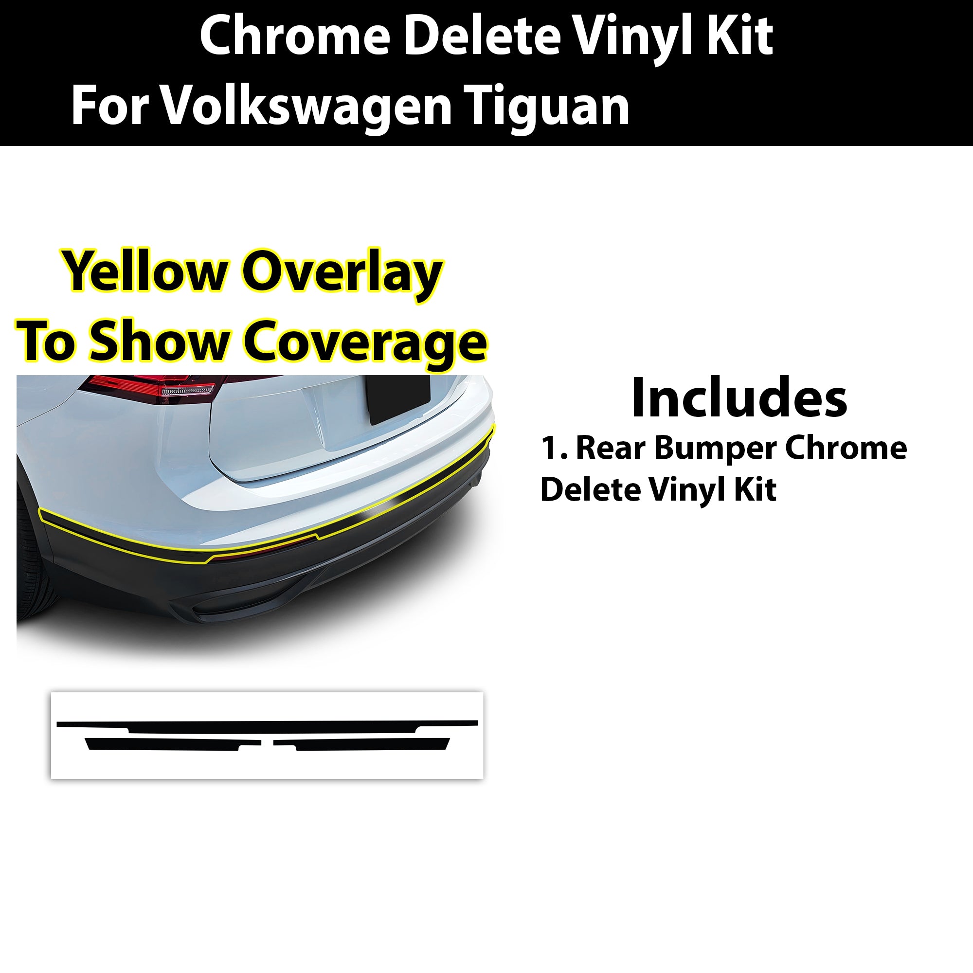 Vinyl Chrome Delete Grille Window Wheel Blackout Decal Stickers Overlay Film Fits Volkswagen Tiguan - Bogar Tech Designs