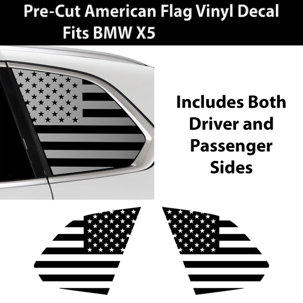 Quarter Window American Flag Vinyl Decal Stickers Fits BMW X5 2023 - 2025 - Bogar Tech Designs